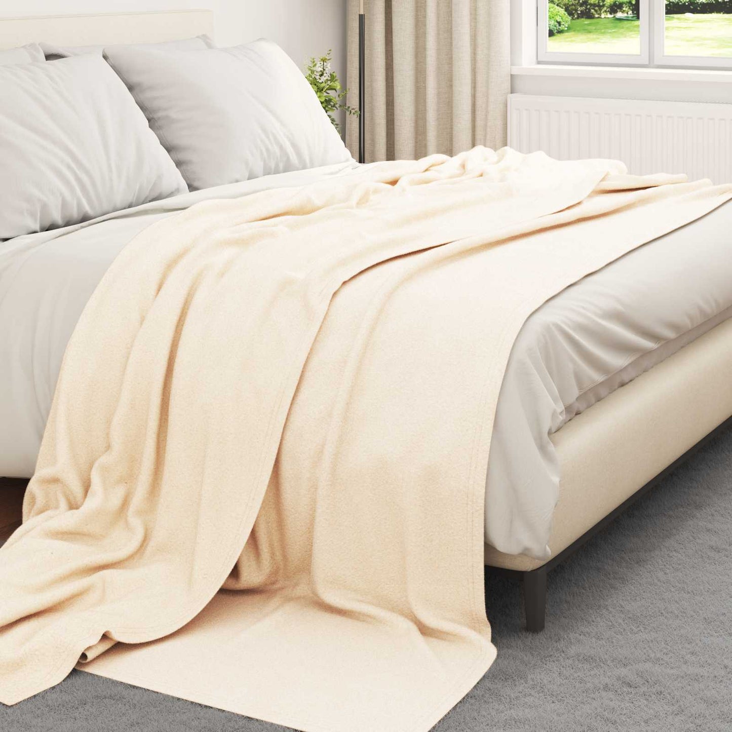 Vidaxl Überwurfdecke Creme 270 x 240 cm Fleece