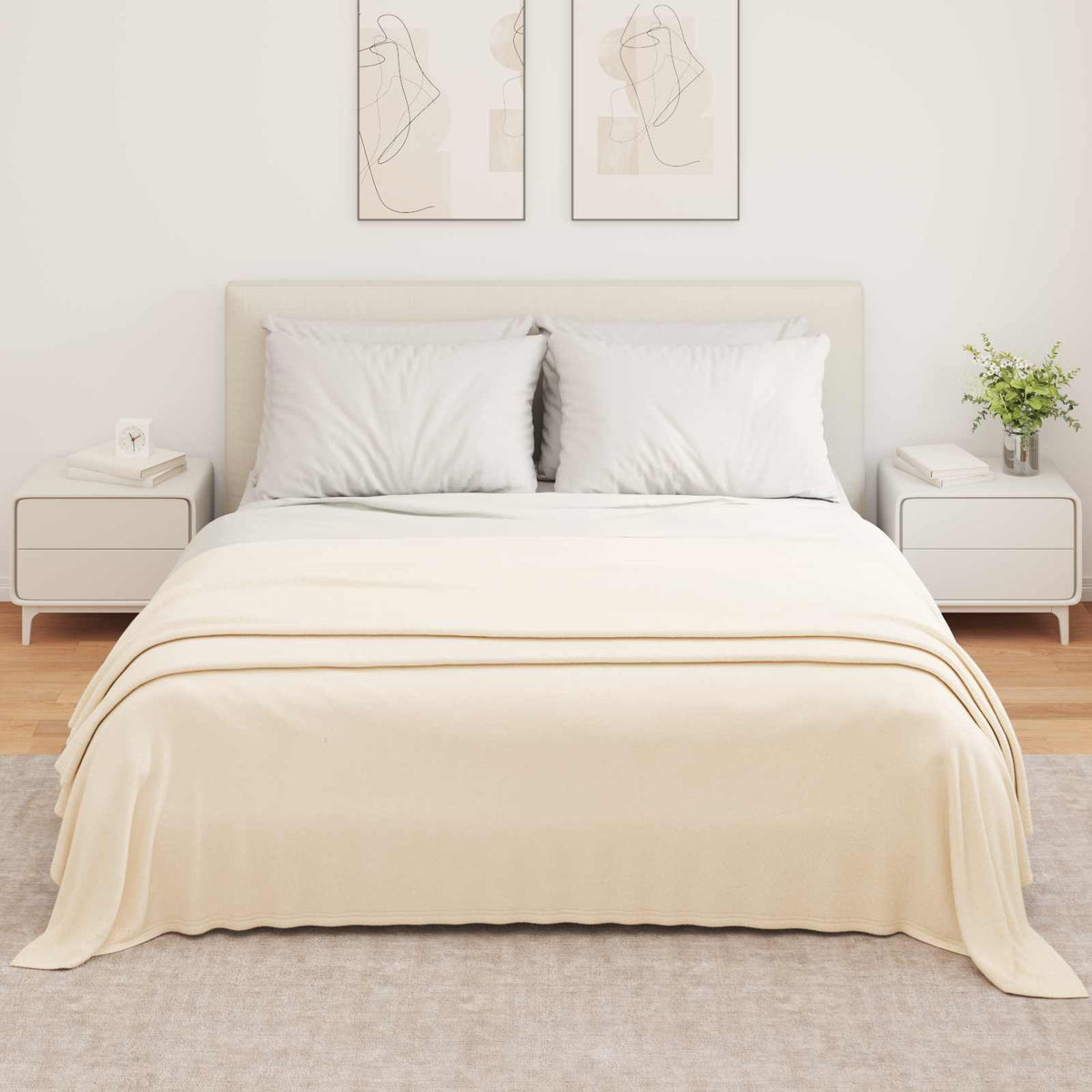 Vidaxl Überwurfdecke Creme 350 x 270 cm Fleece