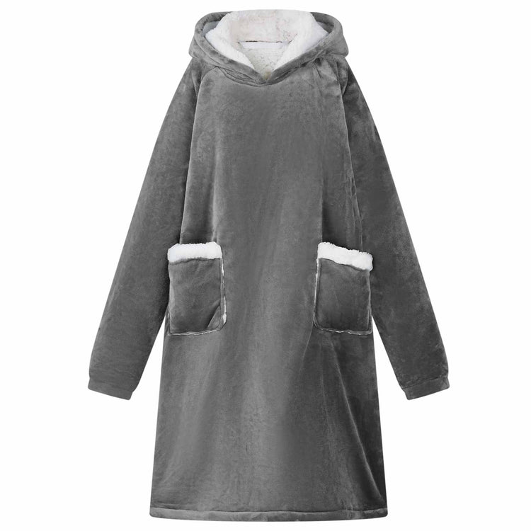 Vidaxl Decke Hoodie dunkelgrau l Fleece und Flanell
