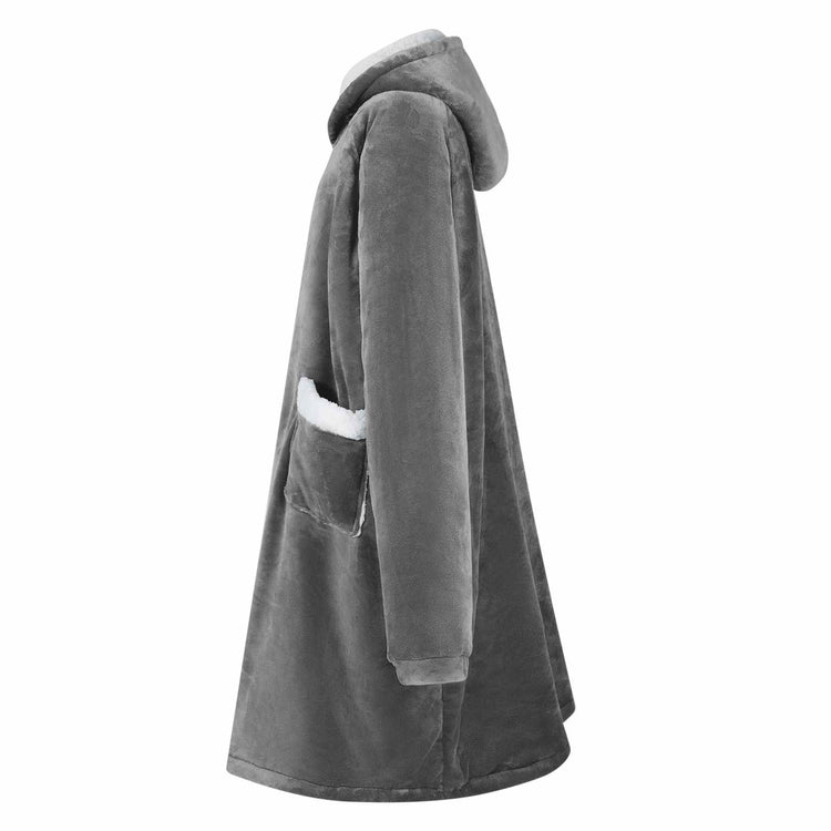 Vidaxl Decke Hoodie dunkelgrau l Fleece und Flanell