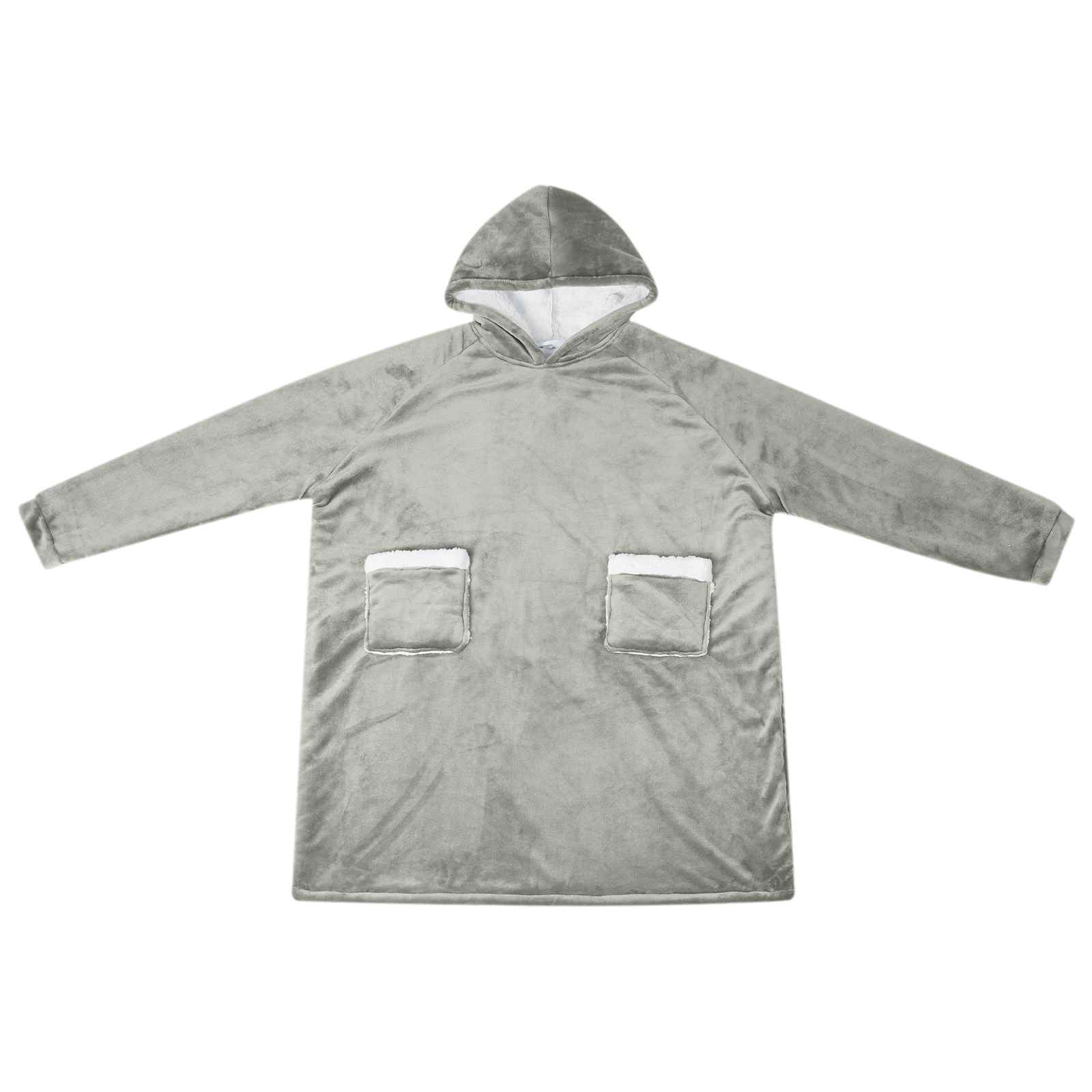 Vidaxl Decke Hoodie grau l Fleece und Flanell