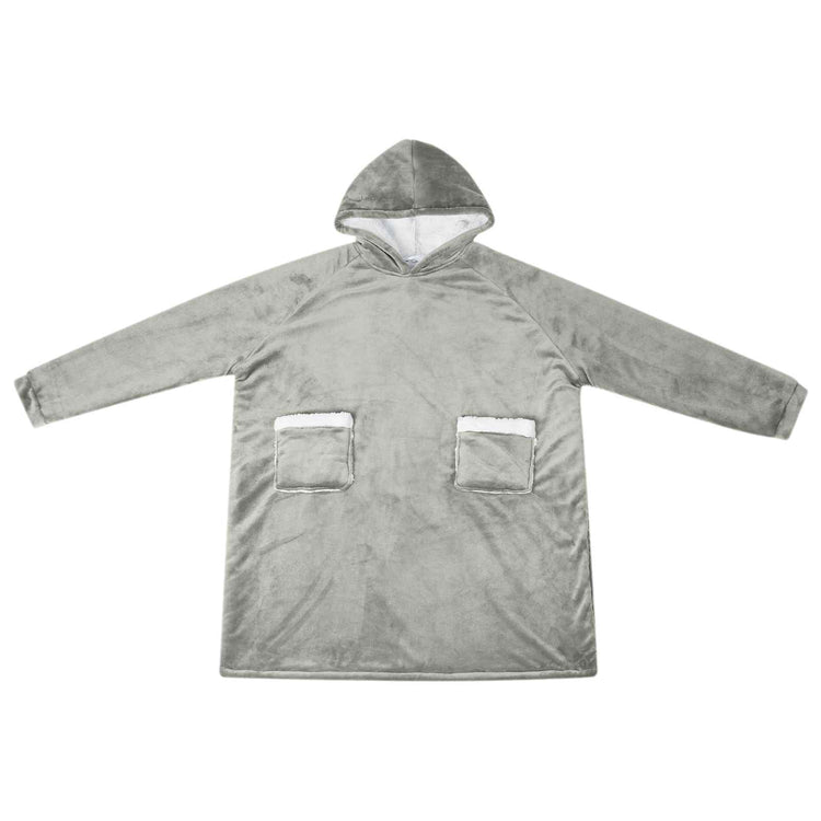 Vidaxl Decke Hoodie grau l Fleece und Flanell