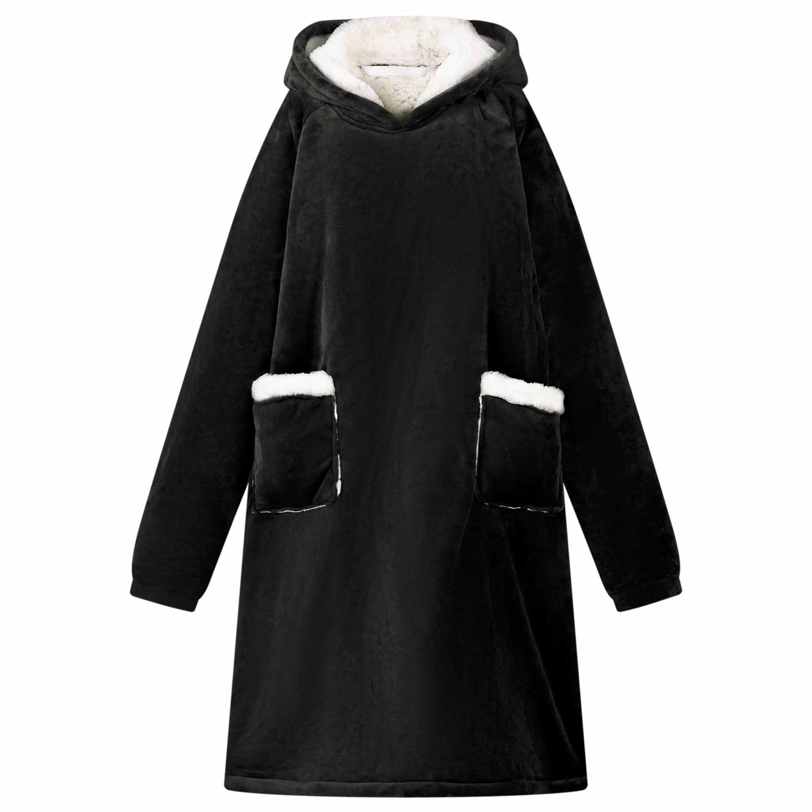 Vidaxl Decke Hoodie schwarz l Fleece und Flanell