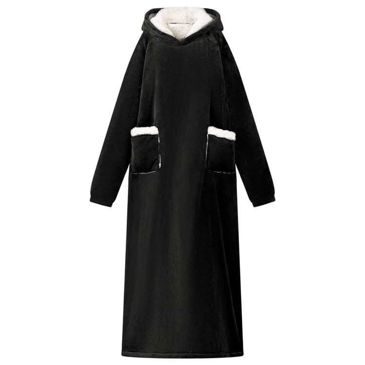 Vidaxl Decke Hoodie schwarz l Fleece und Flanell