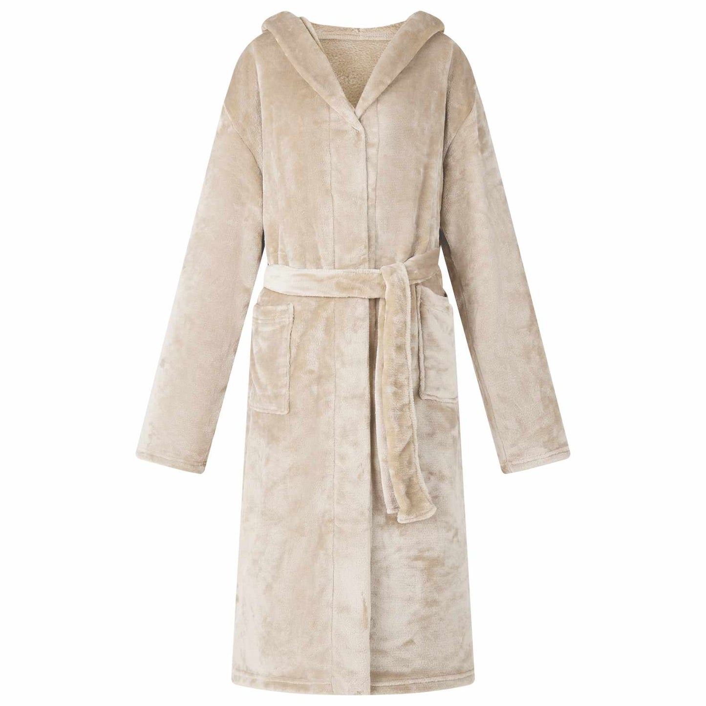 VidaXL Bademantel Hoodie Beige mit Flanell