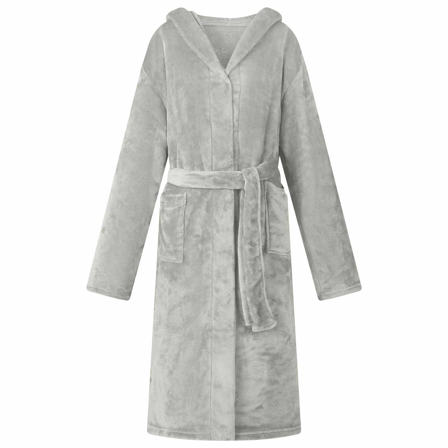 VidaXL Bademantel Hoodie grau mit Flanell