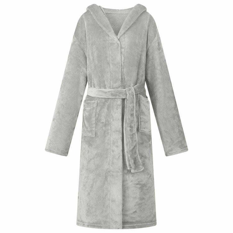 Vidaxl Bademantel Hoodie grau XL Flanell