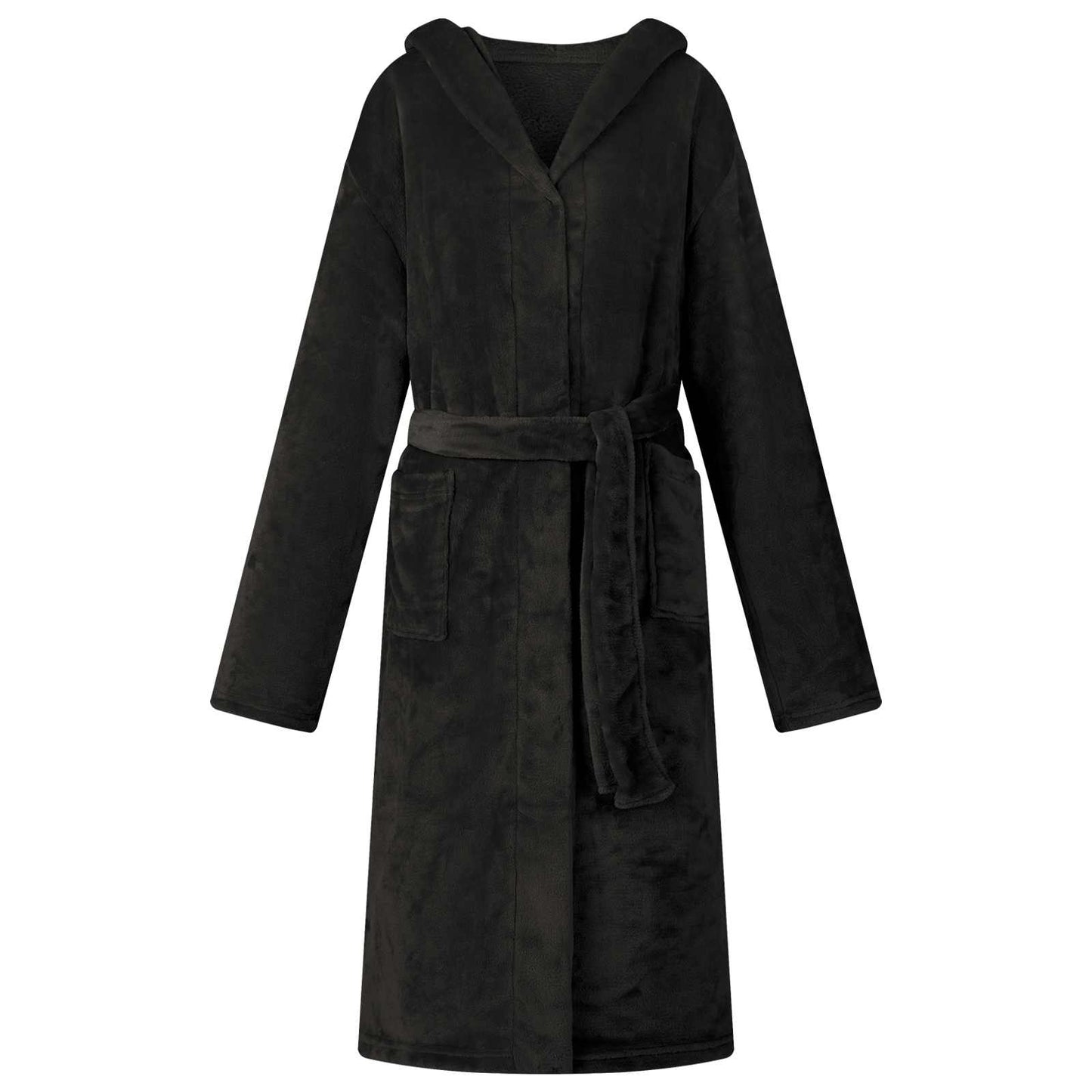 Vidaxl Bademantel Hoodie schwarz XL Flanell