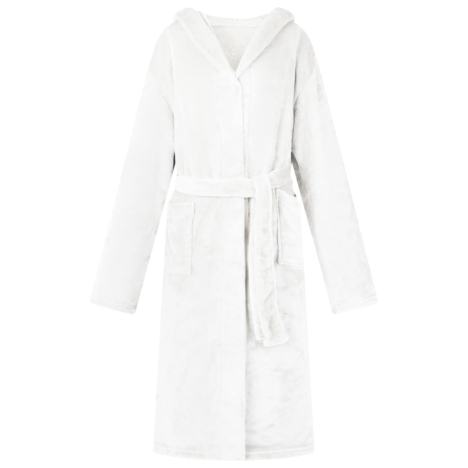 Vidaxl Bademantel Hoodie weiß XL Flanell