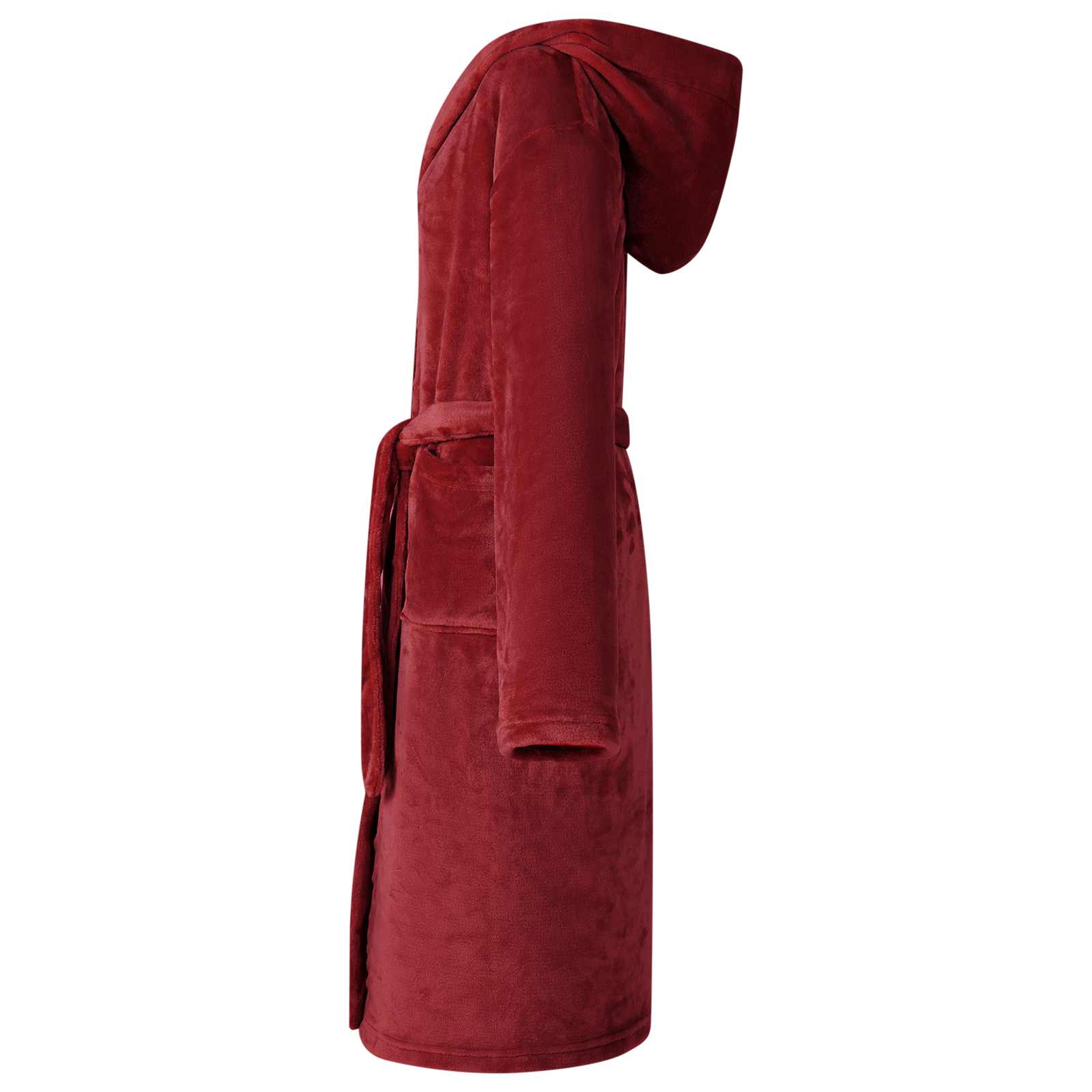 VidaXL Bademantel Hoodie Burgunderrot mit Flanell