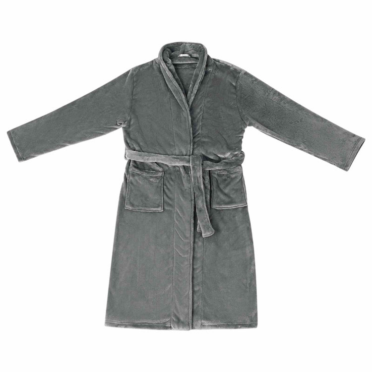 VidaXL Bademantel ohne Kapuze dunkelgrau XXXL Flanell