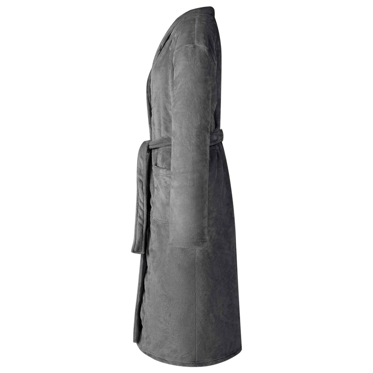 VidaXL Bademantel ohne Kapuze dunkelgrau XXXL Flanell
