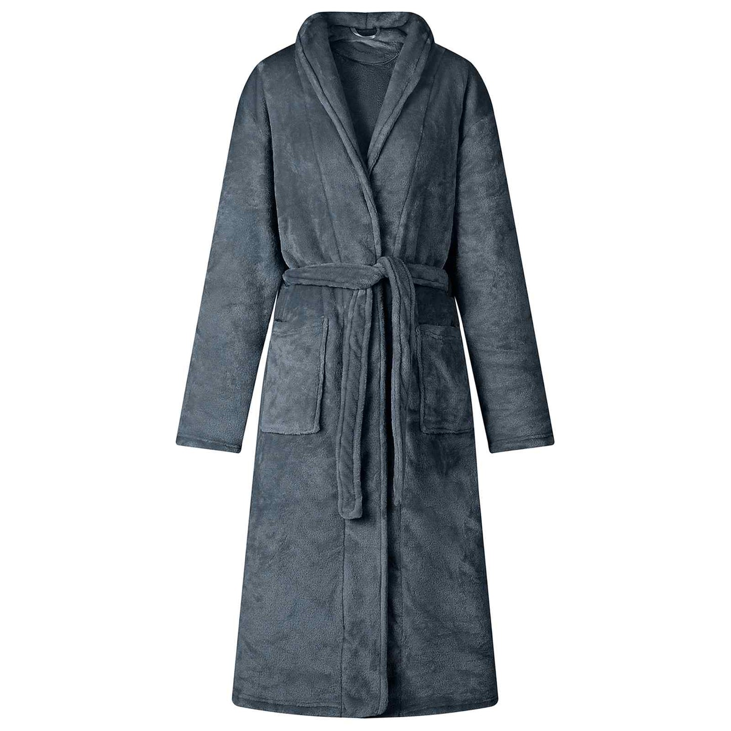 VidaXL Bademantel ohne Kapuze, Marineblau, Flanell