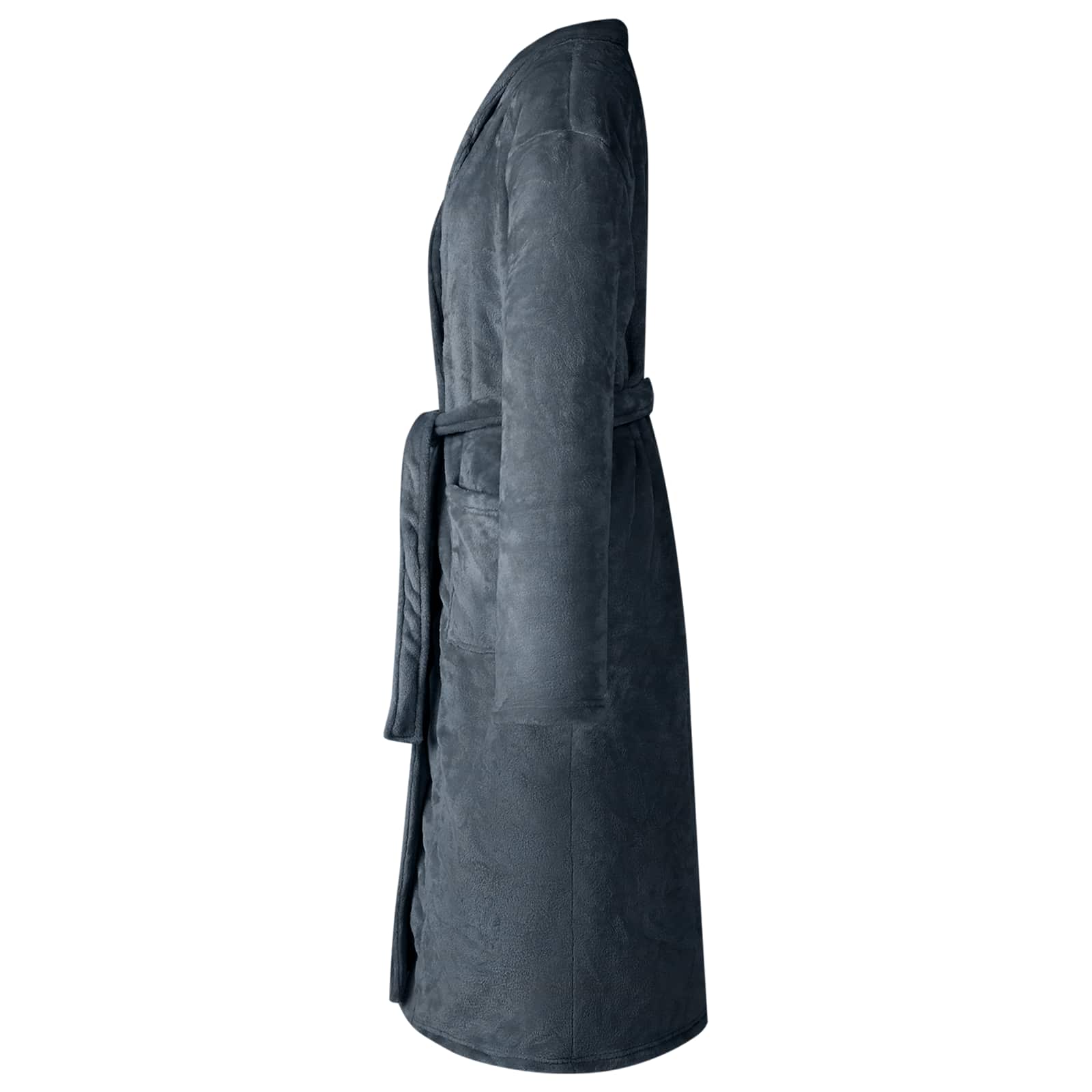VidaXL Bademantel ohne Kapuze Marineblau L Flanell