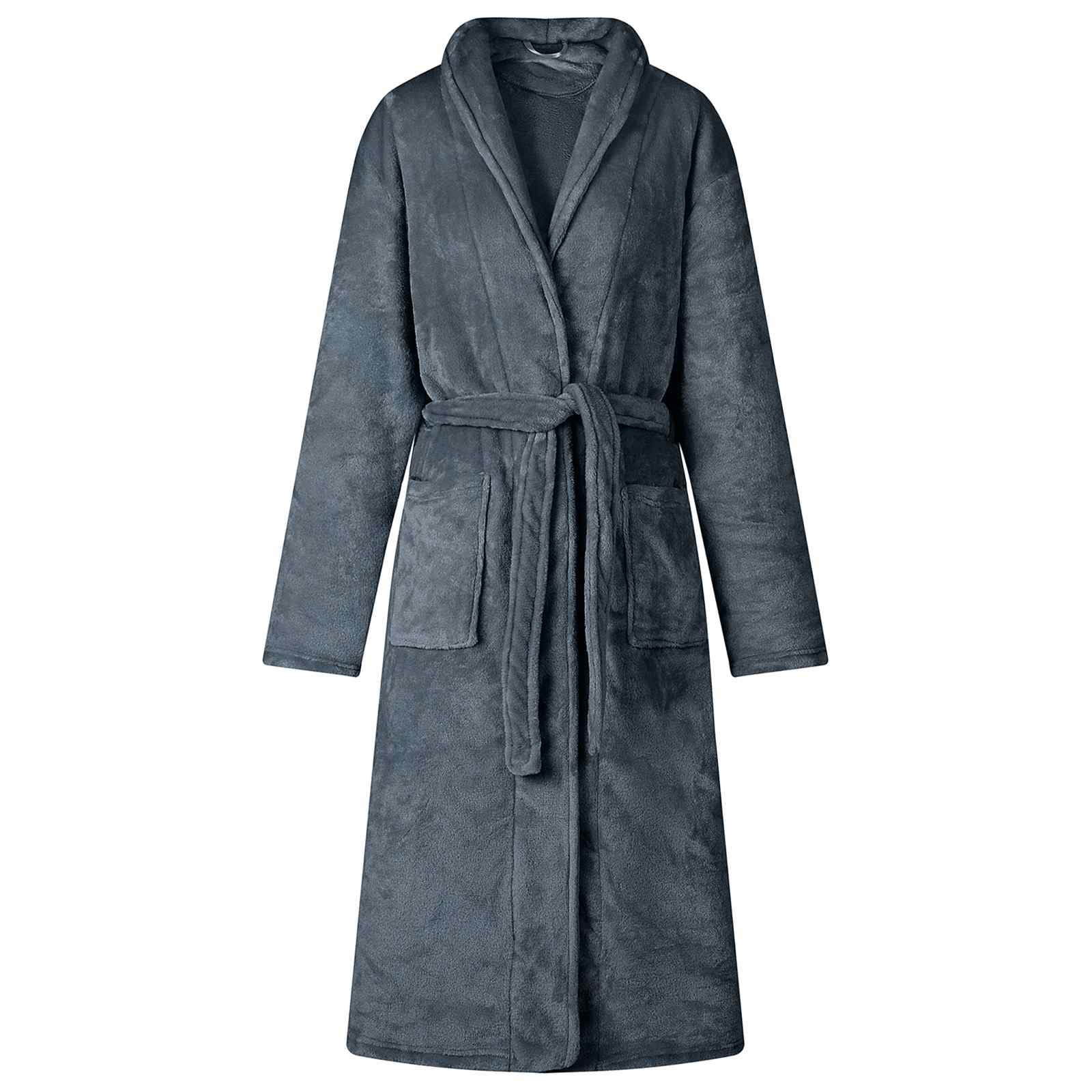 VidaXL Bademantel ohne Kapuze Marineblau XXXL Flanell