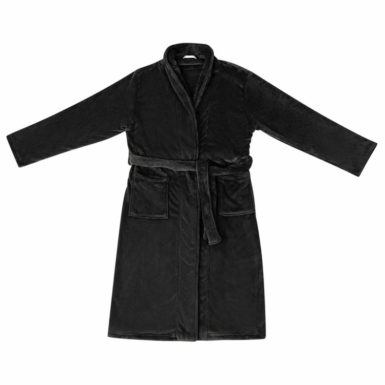 VidaXL Bademantel ohne Kapuze aus schwarzem Flanell