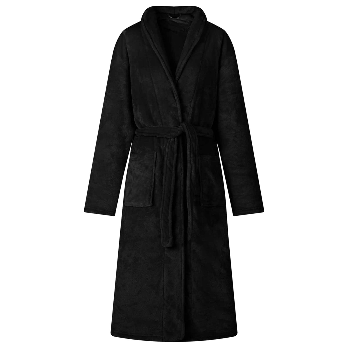 VidaXL Bademantel ohne Kapuze schwarz mit Flanell