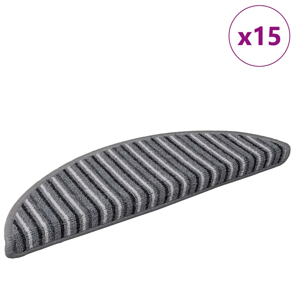 Vidaxx selbstklebende Stufenmatten 15 Stück grau 56 x 17 x 3 cm