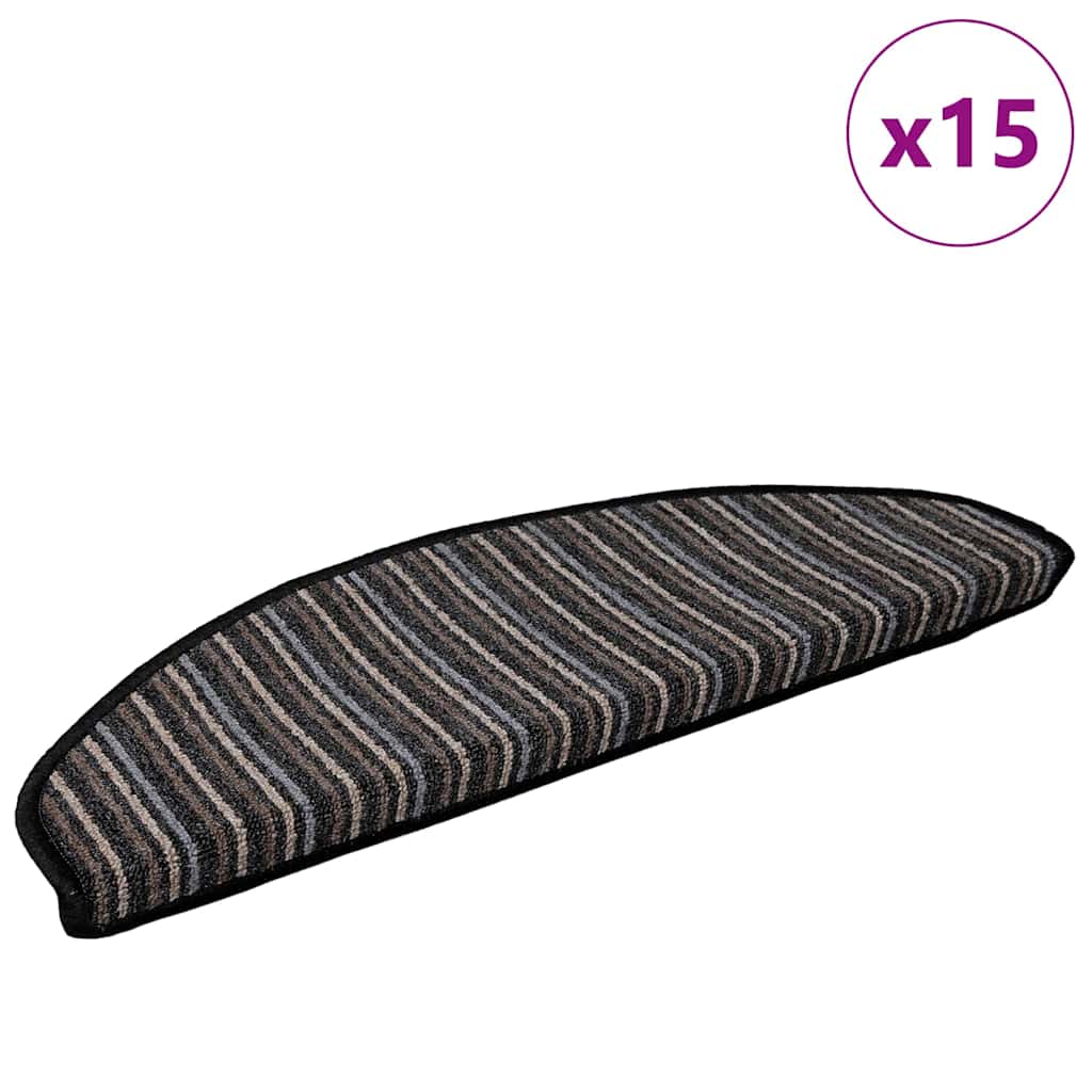 Vidaxx selbstklebende Stufenmatten 15 Stück Anthrazit 65 x 21 x 4 cm