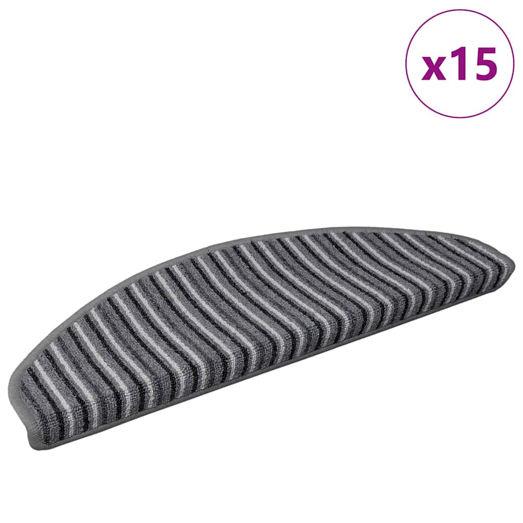 Vidaxx selbstklebende Stufenmatten 15 Stück grau 65 x 21 x 4 cm