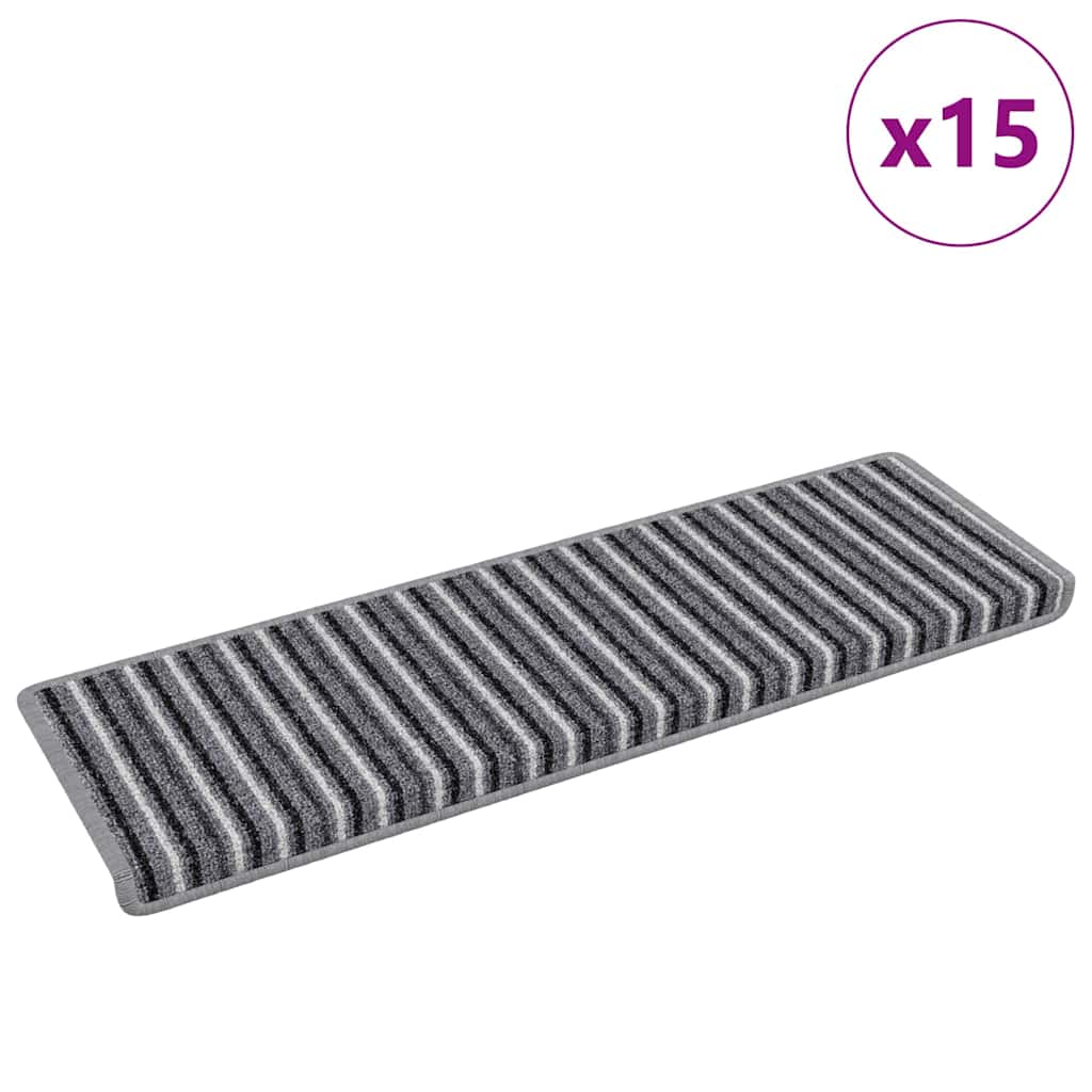 Vidaxx selbstklebende Stufenmatten gestreift 15 Stück grau 65 x 21 x 4 cm