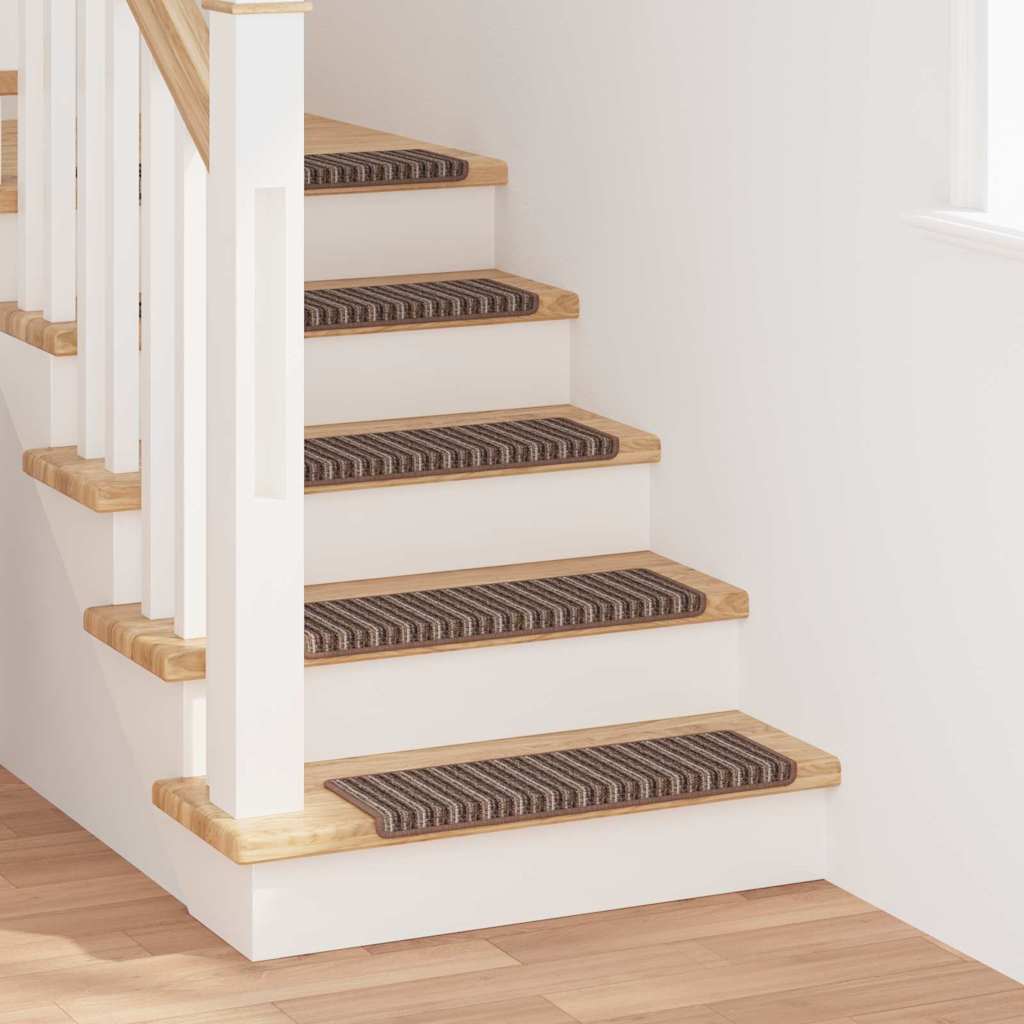 Vidaxl selbstklebende Stufenmatten gestreift 15 Stück braun 65 x 21 x 4 cm
