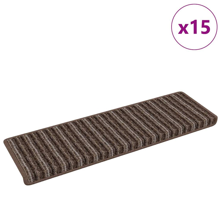 Vidaxl selbstklebende Stufenmatten gestreift 15 Stück braun 65 x 21 x 4 cm