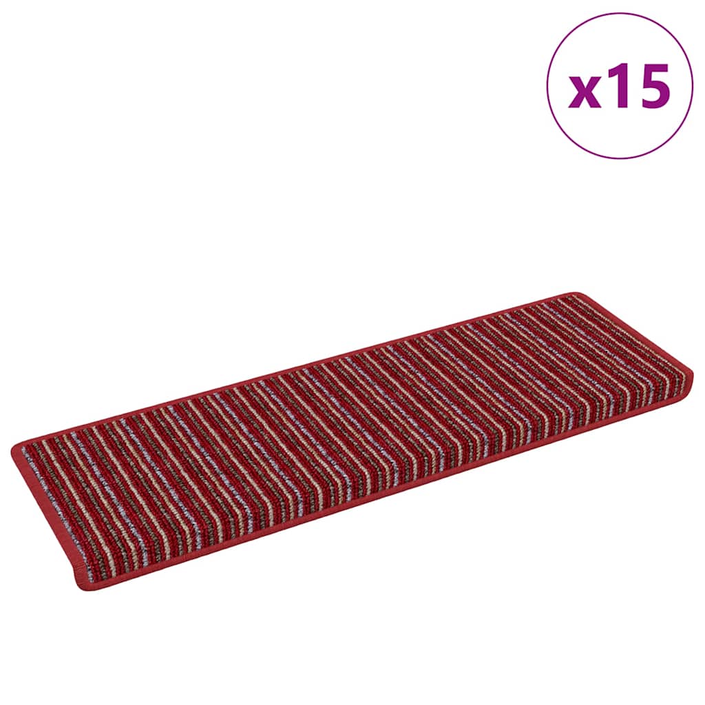 Vidaxx selbstklebende Stufenmatten gestreift 15 Stück rot 65 x 21 x 4 cm