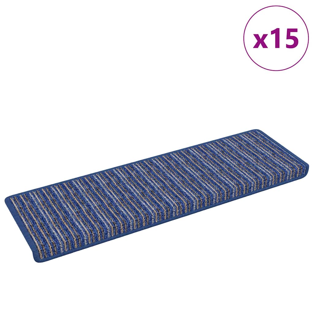 Vidaxx selbstklebende Stufenmatten gestreift 15 Stück blau 65 x 21 x 4 cm