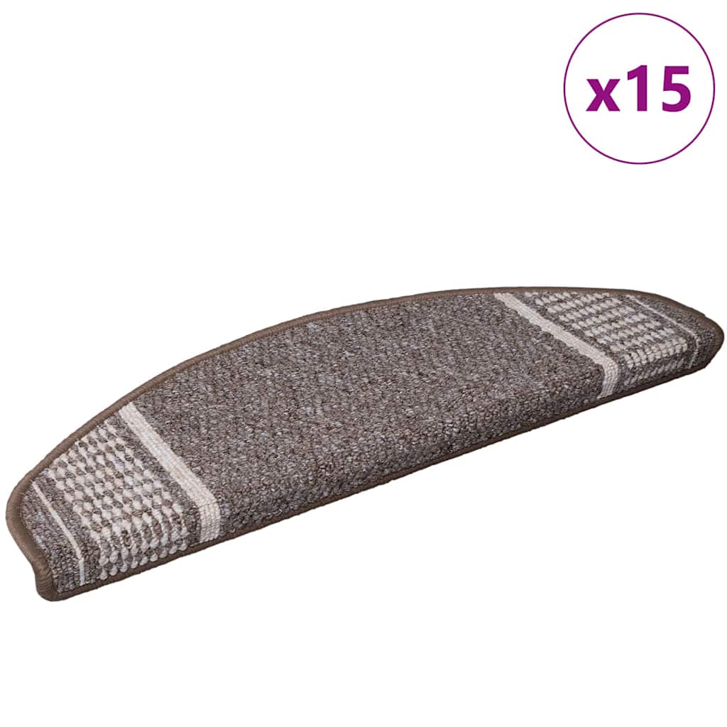 Vidaxx selbstklebende Stufenmatten halbrund 15 Stück braun 65 x 21 x 4 cm