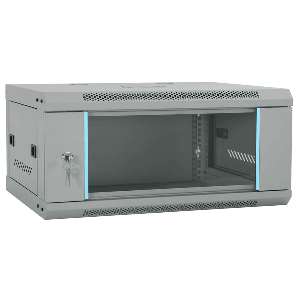 Vidaxxl Netzwerkschrank mit Stauraum, grau, 60 x 45 x 28 cm, Stahl