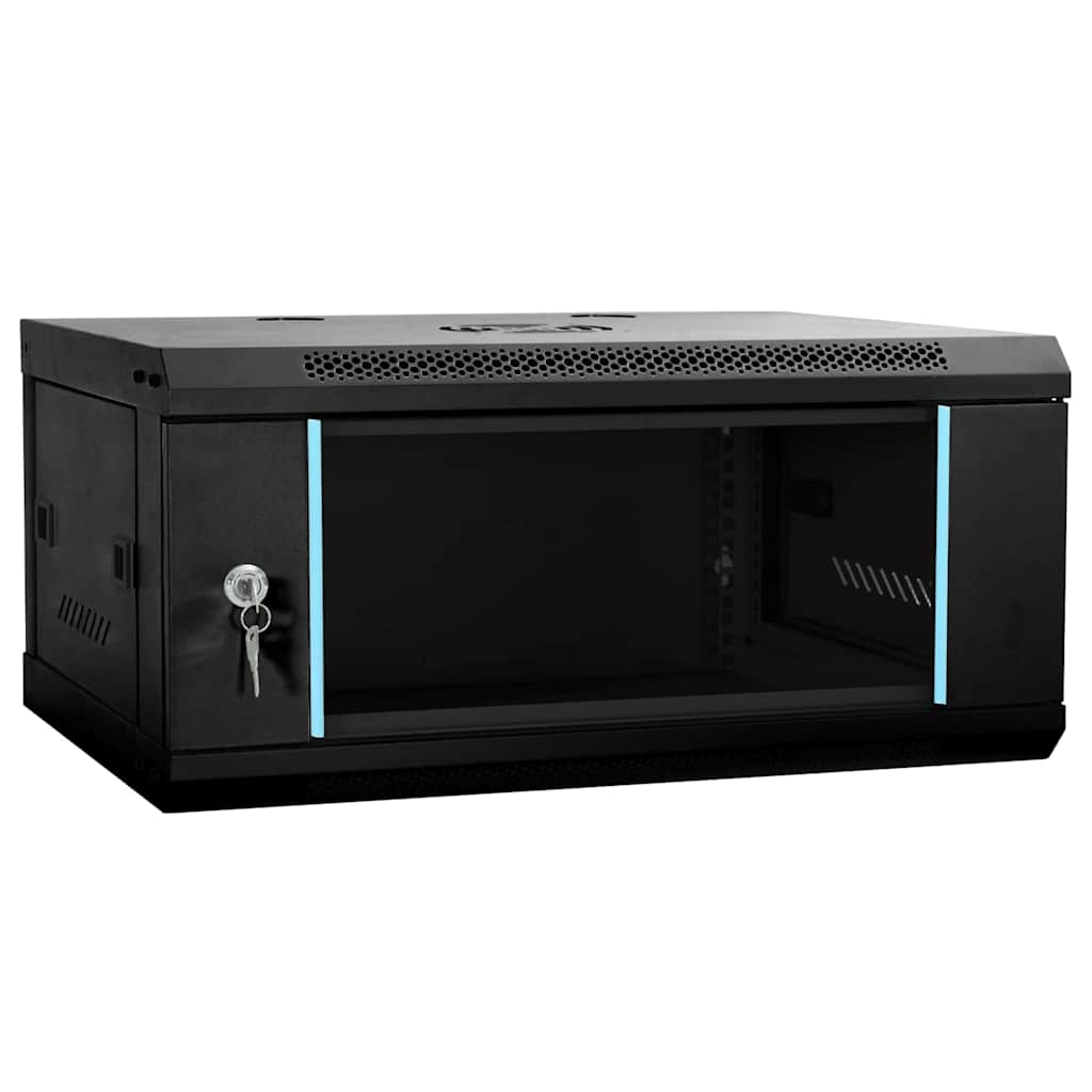 Vidaxxl Netzwerkschrank mit Stauraum schwarz 60 x 35 x 28 cm Stahl