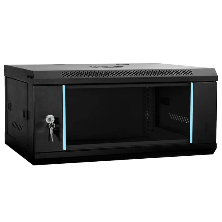 Vidaxxl Netzwerkschrank mit Stauraum schwarz 60 x 35 x 28 cm Stahl