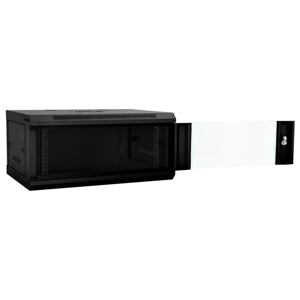 Vidaxxl Netzwerkschrank mit Stauraum schwarz 60 x 35 x 28 cm Stahl