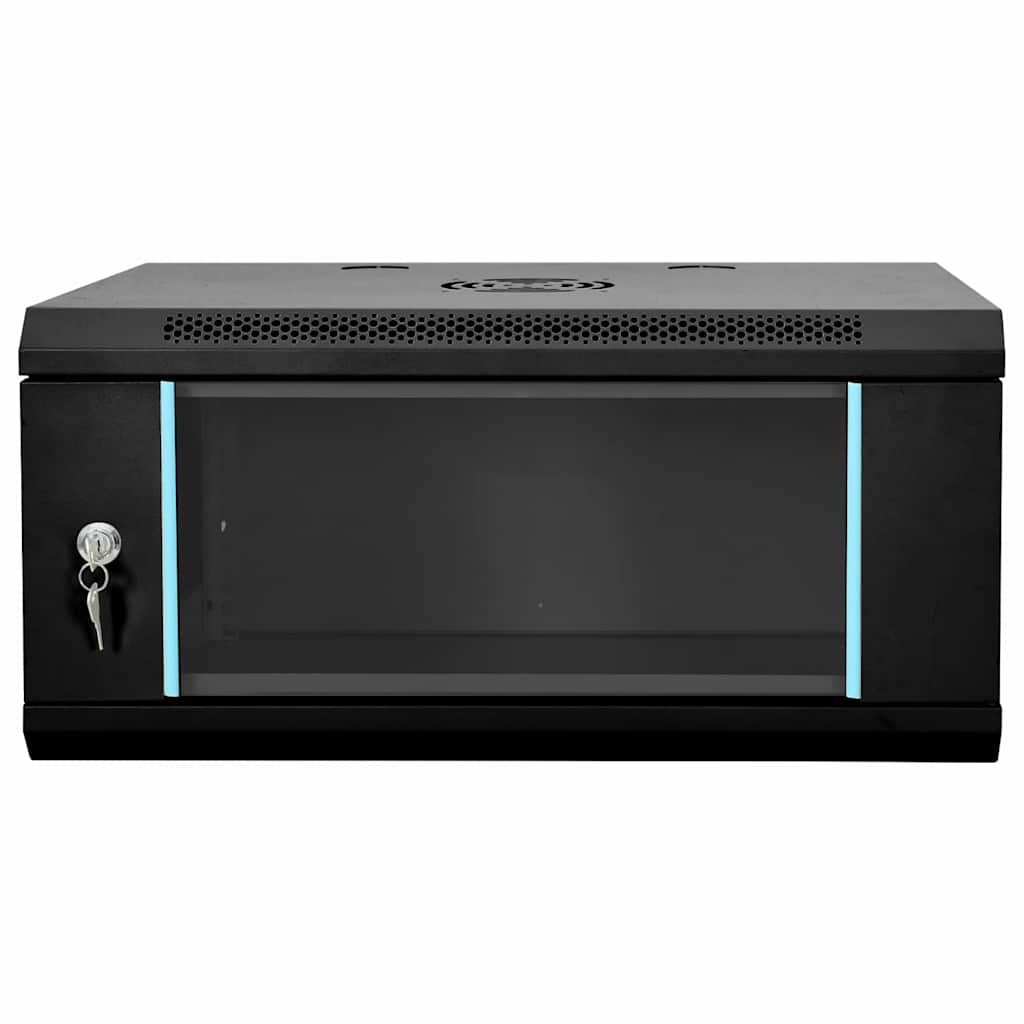 Vidaxxl Netzwerkschrank mit Stauraum schwarz 60 x 35 x 28 cm Stahl
