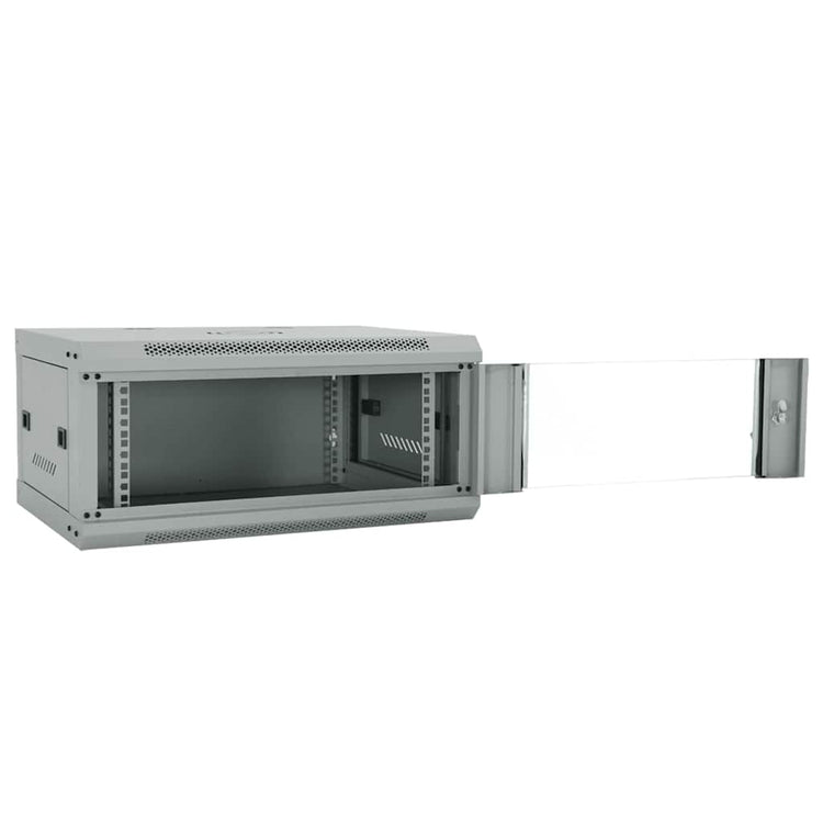 Vidaxxl Netzwerkschrank mit Stauraum, grau, 60 x 35 x 28 cm, Stahl