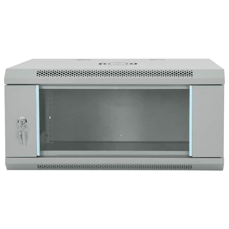 Vidaxxl Netzwerkschrank mit Stauraum, grau, 60 x 35 x 28 cm, Stahl