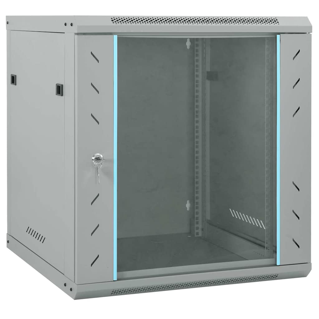 Vidaxxl Netzwerkschrank mit Stauraum, grau, 60 x 45 x 65 cm, Stahl