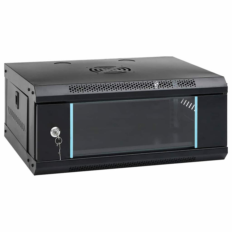 Vidaxxl Netzwerkschrank mit Stauraum schwarz 53 x 45 x 21 cm Stahl