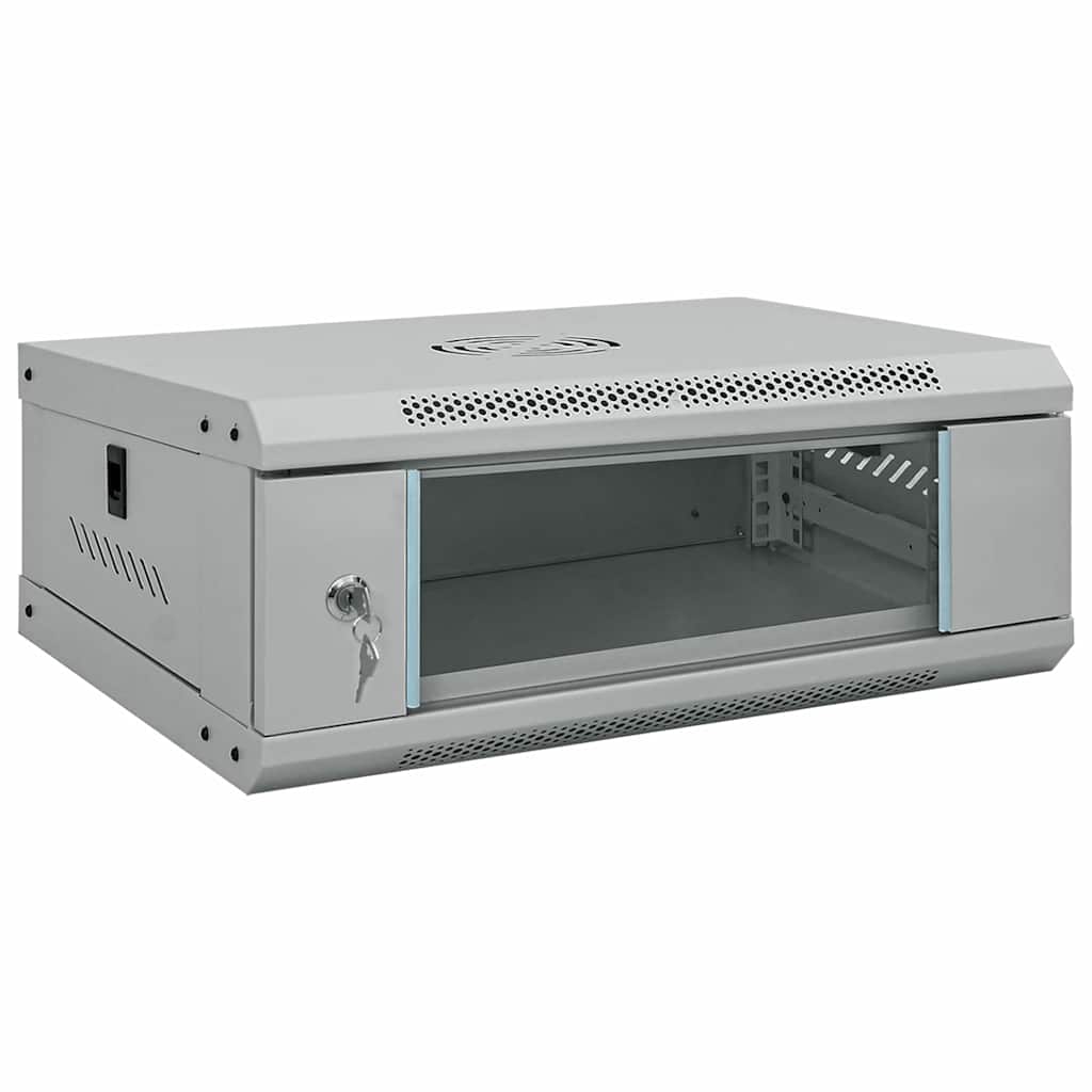 Vidaxxl Netzwerkschrank mit Stauraum, grau, 53 x 35 x 21 cm, Stahl