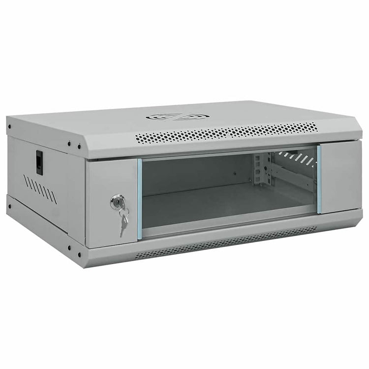 Vidaxxl Netzwerkschrank mit Stauraum, grau, 53 x 35 x 21 cm, Stahl