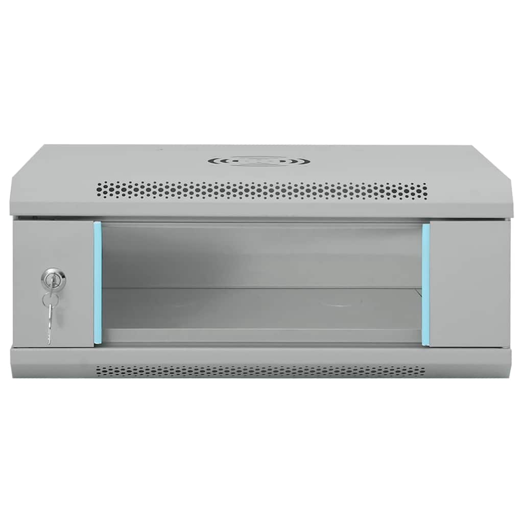 Vidaxxl Netzwerkschrank mit Stauraum, grau, 53 x 35 x 21 cm, Stahl