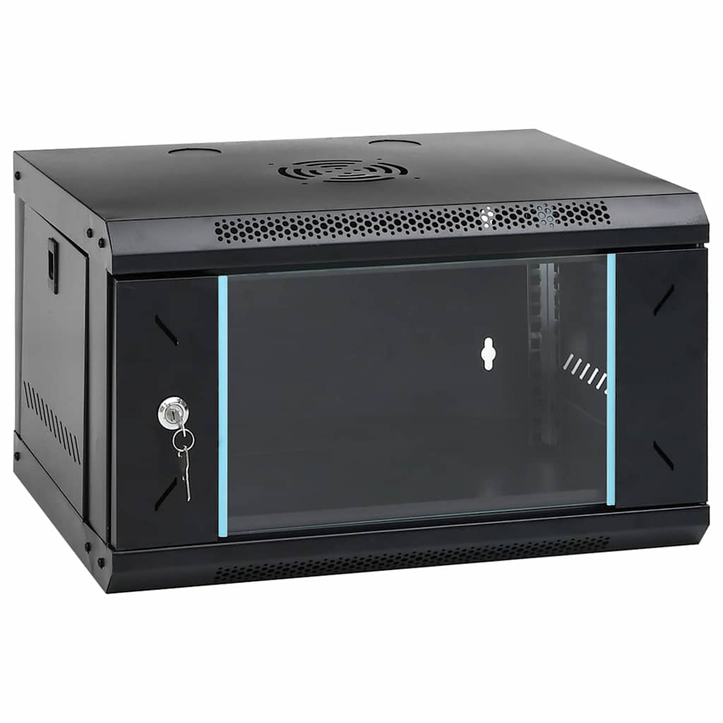 Vidaxxl Netzwerkschrank mit Stauraum schwarz 53 x 45 x 30 cm Stahl