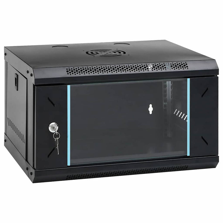 Vidaxxl Netzwerkschrank mit Stauraum schwarz 53 x 45 x 30 cm Stahl