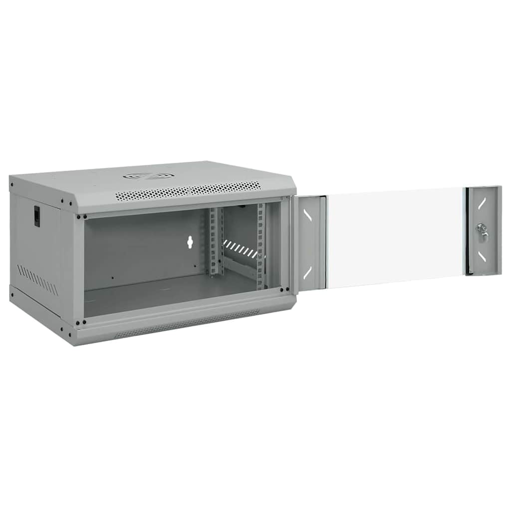 Vidaxxl Netzwerkschrank mit Stauraum, grau, 53 x 45 x 30 cm, Stahl