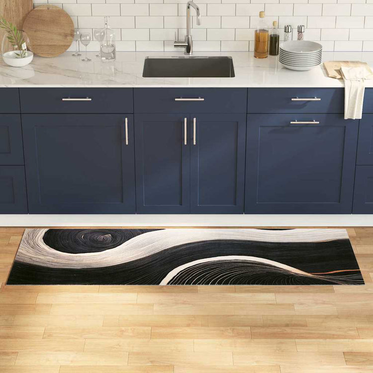 VidaXL Küchenteppich Schwarz 180 x 60 cm Samt