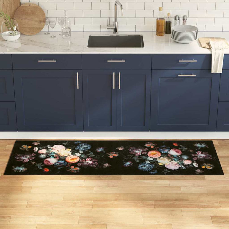 VidaXL Küchenteppich Schwarz 180 x 60 cm Samt