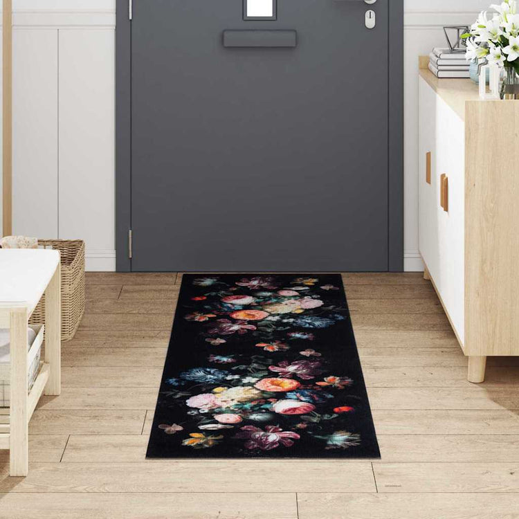 VidaXL Küchenteppich Schwarz 180 x 60 cm Samt