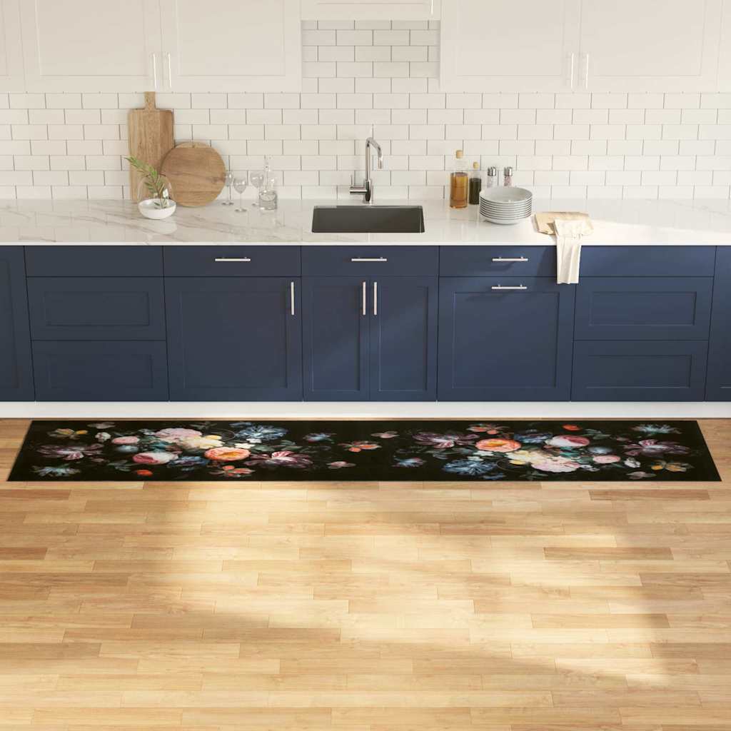 VidaXL Küchenteppich Schwarz 300 x 60 cm Samt