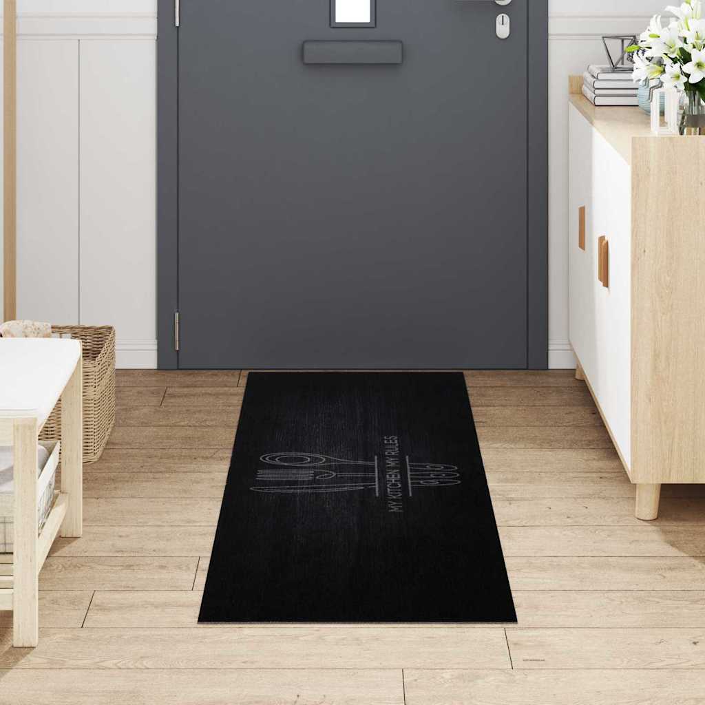 Vidaxl Küchenteppich Besteck schwarz 180 x 60 cm Samt